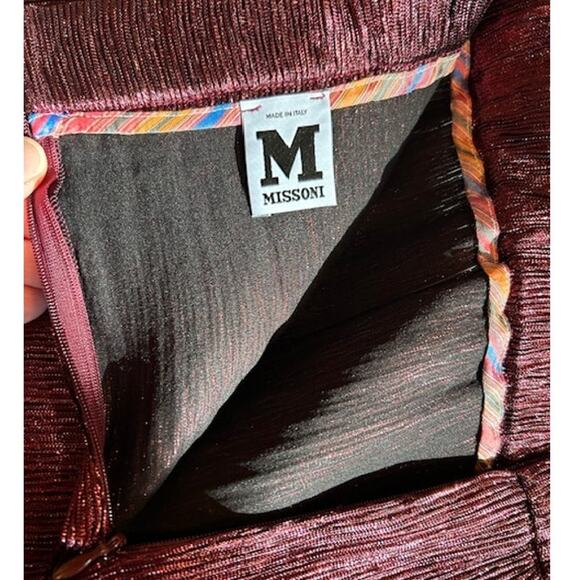 NWT M MISSONI Rust Maroon Metallic Lame Pencil Straight Zip Party IT 40 US 4 - Picture 5 of 11